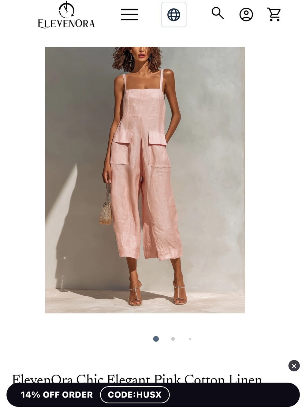 ElevenOra Pink Linen Cargo Pocket Jumpsuit